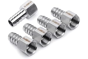 LTWFITTING Stainless Steel 316 BSP Fitting Coupler/Adapter 3/8-Inch Female BSPP x 1/2-Inch(12mm) Hose Barb Fuel Gas (Pack of 5)