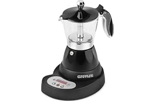 G3 Ferrari G10045 Moka Elettrica Programmabile per caffè in polvere, 400 W, 3 tazze, Display LED, Controllo Elettronico, Timer, Mantenimento in caldo, Alluminio, Nero