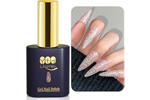 YTD Likomey rosa-roséguld högreflekterande blixt glitter gelnagellack, 15 ml, gnistrande "broken diamant skimmer" UV-nagelgel