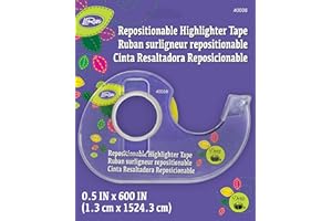 DRITZ LoRan 40038 Repositionable Highlighter Tape, 1/2 x 600-Inch, Neon Yellow