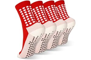 Partideal 2 Pairs Grip Socks Football Kids Kids Football Socks, Anti-slip Sport Socks Breathable Anti-blister Comfortable Soccer Socks for Aged 5-12 Years Running Football Training