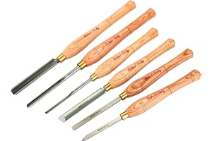 Robert Sorby A67HS6T Lathe Turning Tool Set of 6 Pieces in Presentation Box 67HS - Includes Spindle Gouges, Bowl Gouge, Skew Chisel, Parting Tool and Round Nose Scraper