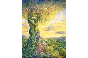 OWN4B Kit per punto croce su tela prestampata, motivo stampato con alberi e amore, 11 ct, 36 x 46 cm, kit per ricamo fai da te (amanti)