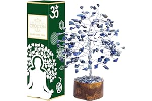 CROCON Lapis Lazuli Crystal Tree of Life - Handmade Gemstone Tree, Chakra Tree of Life, Money Tree, Feng Shui Decor, Spiritual Gift, Healing Crystal Tree, Artificial Tree, Bonsai Tree, Crystal Decoration