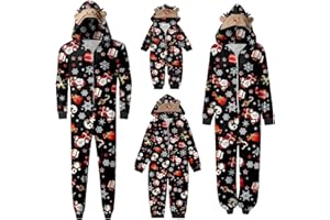 WVONIF Pyjama de Noël Famille Coton Assorti Couple Ensembles Pyjama Noel Chaud Et Doux Automne Hiver Combinaison Pyjamas Maison Chaud Jumpsuit Nouvel an Vêtements de Nuit Costume pour Femmes Hommes