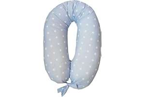 NEO MAMMA CUSCINO ALLATTAMENTO E GRAVIDANZA MATERNITA' COMPLETO XXL SFODERABILE LAVABILE MADE IN ITALY VARIANTI DISPONIBILI (Stelline Celeste)