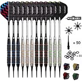 Plastic Tip Darts for Electronic Dartboard Professional Dartboard with 9 Pieces of 18g with 50 Additional Dart Tips 20 Rubber