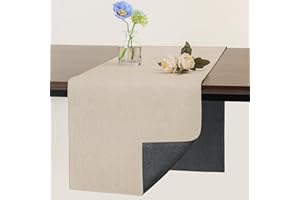 Banchif Tischläufer Abwaschbar Leinen tischläufer Anti-RutschStilvoll Beidseitig und dennoch Pflegeleicht Tischdeko für Esszimmer Party Urlaub Dekoration (Grau-Beige, 30 x 140 cm)
