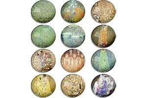 Berkin Arts Set di 12 Calamite da Frigo 3D Simpatici Decorativo Magneti per Frigorifero Durevoli Tondo Albero della vita d'epoca Il bacio per Armadietto Gustav Klim Quadri