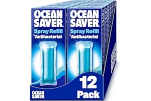 OceanSaver Eco All-Surface Cleaner - 12 x 10ml EcoDrop Refills | Powerful Just Add Water Antibacterial All-Purpose & Disinfectant Spray | Plastic Free, Plant Based & Cruelty-Free | Ocean Mist Scent