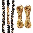 Larfraecy Hair Braiding Thread 2PCS Metallic Elastic Cords,Braid Accessories,Dirty Braid Wig Braided Headpiece,Metal Braids for Braids Christmas Paking Gift Wrapping Hanging (Gold)