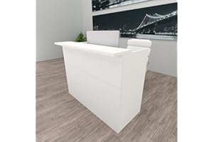 ‎HENOR Henor Ebro Empfangstheke Rezeption 120x60/75x110 cm Holz Rezeptionstheken Empfangstisch Supermarkt Store Beauty Salon Friseur Kassentheke Büromöbel Laden-Theke Rezeptionsmöbe Weiß