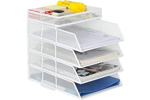 EasyPAG Taca na Czasopisma A4 5 Przedziały Metal Siatka,Organizer na Biurko,Półka na Listy,Stojak na Dokumenty do Domu & Biura,Biały