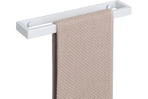 SAYAYO 30CM Wieszak na ręczniki łazienkowy, Montowany na Ścianie uchwyt na ręczniki, Stal Nierdzewna SUS304, Samoprzylepny i Montaż Śrubowy, Biały, EGJF030-W