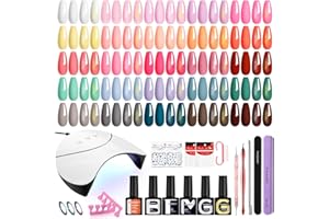 Phoenixy Uñas Semipermanentes Kit Completo 30 PCS Kit Uñas Semipermanentes con Lámpara U V/LED Base y Top Coat Set de Manicura para Principiantes Regalos para Mujeres