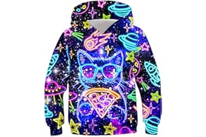 RAISEVERN Kid Hoodies Boys Girls 3D Print Jumpers Cool Funny Cool Casual Pullover Hoody 6-16 Years