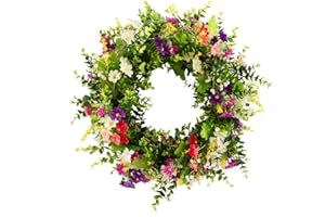 WACAR Coronas de Puerta, Corona de Primavera y Verano para Todas Las Estaciones, Flores Artificiales, Coronas para Puerta Delantera, Ventana al Aire Libre, Boda, decoración del hogar