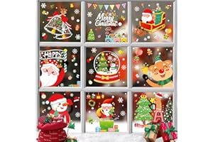 Zofory Dekoracje okienne na Boże Narodzenie, naklejki na okna, 9 arkuszy, elektrostatyczne PVC, wielokrotnego użytku, do okien i witryn
