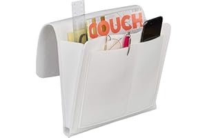 ‎RELAXDAYS Relaxdays Torba na łóżko, do zawieszenia, 5 przegródek, do przechowywania łóżka i sofy, filcowy organizer na łóżko, wys. 26 x 28 x 5 cm, biała