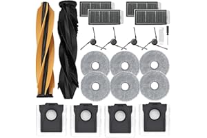 CLEPTORIZE Accessori di Ricambi per Dreame X50 Ultra Complete/ L50 Pro Ultra/ X50 Master/ L40s Pro Ultra, Kit 1 Set Spazzola Principale, 4 Filtri Hepa, 4 Spazzola Laterale, 4 Sacchetti Aspirapolvere, 6 Panni Mop