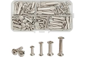 WEQEYENT 100 Pièces (50 Ensembles) Vis de Raccordement pour Meubles M4/M6 16/25/35mm - Connexion Directe en Acier Nickelé - Professionnel