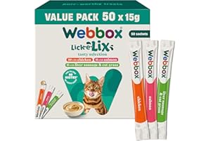 Webbox Lick-e-Lix Cat Treats Variety Value Pack - Kitten Friendly, Grain Free, No Artificial Preservatives or Colours (50 Pack)