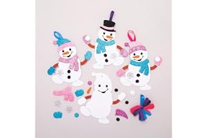 Baker Ross Leuchtkugeln Schneemann – 4 Stück, 5 Cm, Leuchtend & Hüpfend, Weihnachts-Spielzeug Für Kinder