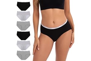 INNERSY Bragas Mujer Algodón Comodas Braguitas Culotte Cintura Midi Ropa Interior Deportiva Pack de 6