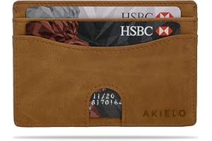 AKIELO Minimalist RFID Blocking Card Holder and Gift Box – Mens Credit Card Wallet – Compact and Slim Wallet (ECHO Collection)