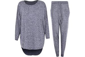 Umbrella Clothing Women's Tracksuit, 2 Piece High Low Top and Bottoms Casual Loungewear Knitted Outfit, Polyester/Elastane, XL, Female, Tracksuit