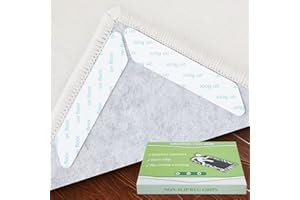 JIOL 16 Pcs Adhesive Grippers for Rug, Dual Sided Non Slip Rug Tape Washable Reusable Rug Stickers for Area Rug, Rug Stoppers Make Corner Flat, Grips Carpet Corners