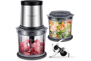 TWOMEOW Mini Chopper 2 Bowls of 1l Capacity Food Processors for Kitchen Garlic Chopper 2-Speed Control 4-Piece Blade 300w for Meat, Smoothie, Onions, Fruit, Vegetables