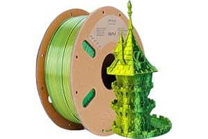 Eryone Jedwabny dwukolorowy filament PLA 1,75 mm, filament do drukarki 3D, PLA, dokładność wymiarowa +/- 0,05 mm, szpula 1 kg, jedwabny żółto-zielony