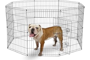 SUPTMAX UNDERDOG 8 Panel Playpen Suitable for Dogs/Puppies/Cats & Rabbits foldable ideal for Indoor/Outdoor use puppy play pen (91cm, Black)
