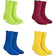 DYNAMOCKS SOLID Colour Socks for MEN and WOMEN - (Combo Pack of 4 | Crew Length | Material: Combed Cotton | Multicolour | Size: Free (UK 7-12))