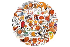 cobee Lot de 50 autocollants de basket-ball amusants en vinyle imperméable pour bouteille d'eau, ordinateur portable, bagages, voiture, adultes, adolescents, fans de basket-ball