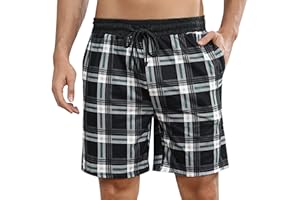 Marvmys Pantalón Corto Pijama Hombre Verano Cuadros Pantalones Pijamas Shorts con Bolsillos