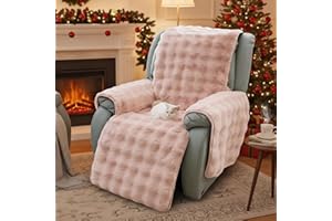 LiveGo Thick Rabbit Plush Recliner Chair Cover - 23 Inch Faux Rabbit Fur Slipcover for Recliner Chairs, Soft & Plush Furniture Protector, Cozy Lazy Boy Recliner Cover for Living Room & Bedroom