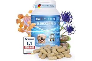 ‎NATIVIVO NatiVivo® Hunde Gelenktabletten Grünlippmuschel Gelenkkomplex Testsieger Schmerzen Hund Vital Rezeptur für Gelenkgesundheit mit Weihrauch, Teufelskralle und MSM. Hohe Akzeptanz. Made in Germany!