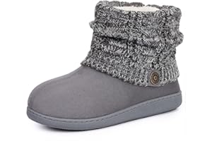 FamilyFairy Women's Woolen Yarn Knit Bootie Slippers Cute Plush Fleece Memory Foam House Shoes