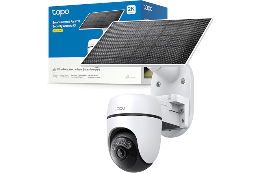 Tapo C610 Kit 2K 3MP Wireless Outdoor Wifi Camera with Solar Panel, 360° PTZ Surveillance Camcorder Battery 6700mAh, Human Detection, Color Night Vision, AI Tracking, IP65
