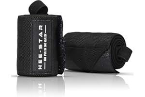 Hee-Star Protege Poignet No Pain No Gain - Sangle Poignet Musculation - pour Crossfit, Powerlifting, Gymnastique, Halterophilie - Wrist Wraps - Bande Poignet Musculation pour Homme et Femme - 60 CM