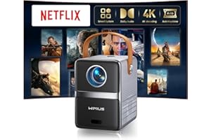 WIMIUS Mini 4K Projector【Netflix Officially/Dolby Audio/Short Throw】28000Lumen FHD 1080P Smart Portable Projector, TOF 1s Focus, WiFi6 Bluetooth 50% Zoom Home Cinema Projectors for Bedroom,Outdoor,Kid Gifts