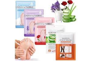 LEDEAK 5 Paia Maschera Piedi Esfoliante, Calzini Idratanti per Piedi, Foot Peel Mask per Calli, Pelle Morta e Talloni Screpolati, Lavanda Latte di Capra Rosa Aloe Sbiancamento Foot Mask per Donne e Uomini