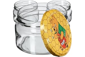 KADAX kleine Einmachgläser 250 ml, Marmeladengläser mit Deckel, Luftdichte Gläschen zum Verschenken, Minigläser für Honig und Gewürze (10 Stück, Winnie Puuh)