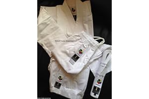 ARAWAZA - SUPPLIED EXCLUSIVELY BY GLOBAL TRADE EMPORIUM ARAWAZA WHITE CHILDS WKF APPROVED KARATE SUIT GI UNIFORM - MIDDLEWEIGHT 10oz