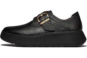 Fitflop F-Mode Stitch Tumbled-Leather Monk Strap Shoes, Mocassini con Fibbia Donna