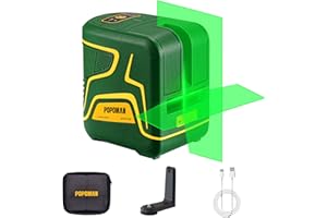 POPOMAN Livella Laser Autolivellante 45m, Linee Laser a Croce Verde, Batteria Ricaricabile di Tipo C, Modalità a Impulsi, con 360° Staffa Girevole Magnetica - MTM315B