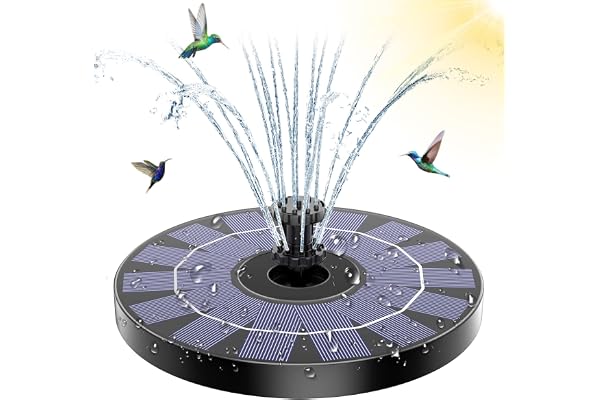 AMZtime Fontaine Solaire Exterieure de Jardin 3,5W Pompe Bassin Solaire avec 10 Buses pour Décoration Jardin, Bassins D'agrément, Bassin Bain Oiseaux Exterieur, Abreuvoir Oiseaux