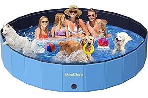 Meowant Foldable Dog Pool Dog Paddling Pool, Upgrade Thickened PP Material Swimming Pools for Large Dogs, Indoor Outdoor Portable Dog Pool, Large Kids Bath Pool with 4pcs Repair Patch (5XL- 97'x16")